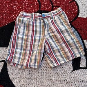 VINTAGE CLOCKWISE RED GREEN BLUE PLAID SHORTS SIZE 3T 100% COTTON